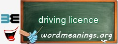 WordMeaning blackboard for driving licence